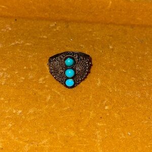 Vintage Ring with Turquoise Gems - Adjustable